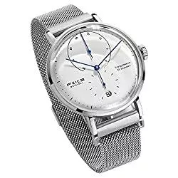 FEICE Uhren FEICE Armbanduhr Herren Analog Mechanisch Uhr Automatikwerk mit Gewölbtes Glas Kalender Bauhaus Ø42mm - FM202