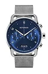 DeTomaso Uhren DETOMASO SORPASSO Chronograph Limited Edition Silver Blue Herren-Armbanduhr Analog Quarz Mesh Milanese Silber