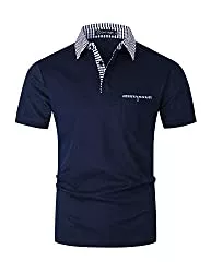 GHYUGR Poloshirts GHYUGR Herren Poloshirt Kurzarm Polohemd klassisch Karierte Spleiß Polo Tasche T-Shirt