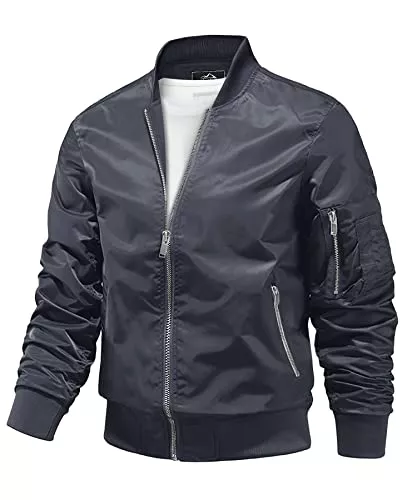 MAGCOMSEN Jacken MAGCOMSEN Herren Leicht Bomberjacke Freizeit Dünn Übergangsjacke Herbst Fliegerjacke Winddicht Pilotenjacke Atmungsaktiv Outdoor Männer Blouson mit Zip-Taschen