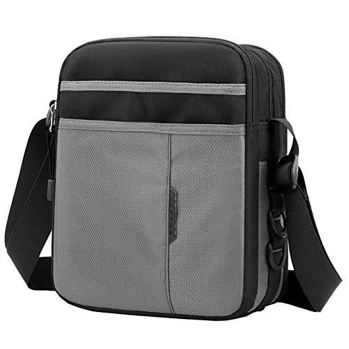 SPAHER Taschen & Rucksäcke SPAHER Umhängetasche Herren Nylon Herren Tasche für iPad Kuriertasche Wasserdicht Schultertasche Geschenk für Männer Messenger Bag Crossbody Reise Arbeitstasche Studententasche (Grau)