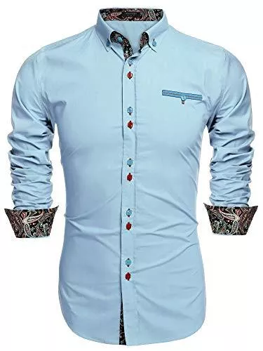 COOFANDY Hemden COOFANDY Herren Weiches und bequemes Freizeithemd mit langen Ärmeln und Schlankes Fit