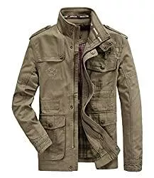 MERCIYD Jacken MERCIYD Herren Klassische Jacke Reine Baumwolle Militär Jacke Multi-Pocket Casual Mantel