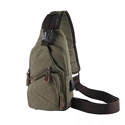Naudamp Taschen & Rucksäcke Naudamp Herren Sling Brusttasche Messenger Bag USB Aufladen, Lässige Brust Umhängetaschen, Kleine Rucksäcke Crossbody Tasche für Reisen, Wandern, Studieren, Radfahren