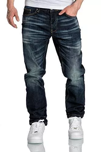 Amaci&amp;Sons Jeans Amaci&amp;Sons Herren Jeans Regular Straight Fit Denim Hose Destroyed 7984