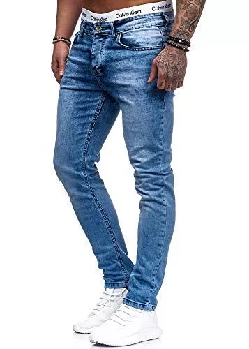 Code47 Jeans Herren Designer Chino Jeans Hose Basic Stretch Jeanshose Slim Fit W28-W36