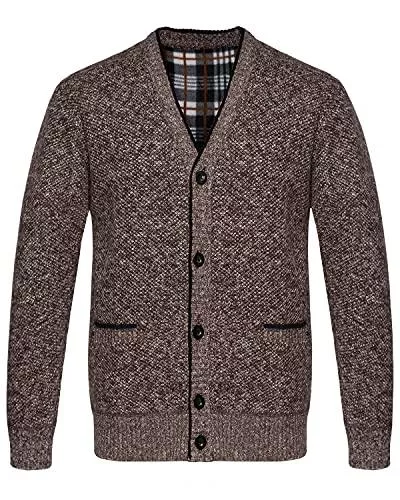 KTWOLEN Strickjacken KTWOLEN Herren Strickjacke V Ausschnitt Fleece Gefüttert Cardigan Übergangsjacke Warme Winterjacke mit Knopfverschluss und Taschen