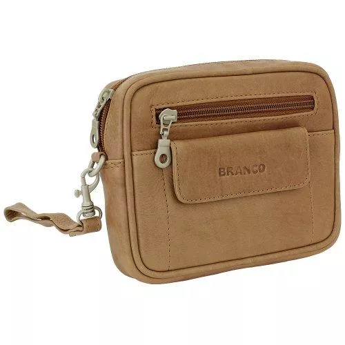 Ledershop24 Taschen & Rucksäcke Branco Business Herren Damen Handgelenktasche Herrentasche Damentasche Tasche Gürteltasche Leder Natur