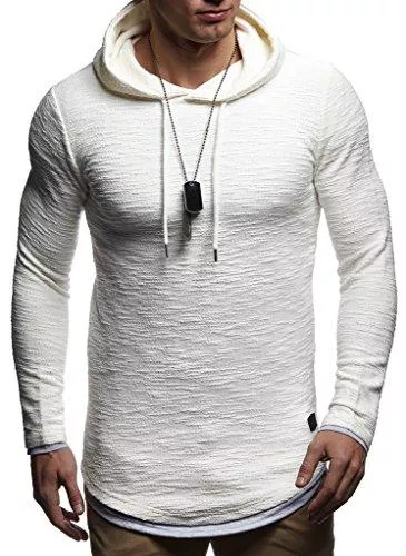 Leif Nelson Kapuzenpullover Leif Nelson Herren Kapuzenpullover Slim Fit Baumwolle-Anteil Moderner weißer Herren Hoodie-Sweatshirt-Pulli Langarm Herren schwarzer Pullover-Shirt mit Kapuze LN8120