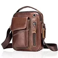 MANNUOSI Taschen & Rucksäcke MANNUOSI Herren Schultertaschen Vintage Mode Crossbody Tasche Braun