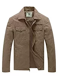 WenVen Jacken WenVen Herren Militär Übergangsjacke Klassisch Fracht Jacke Frühling Herbst Reverskragen Reißverschluss Windbreaker Mantel Cargo Stiel Oberbekleidung