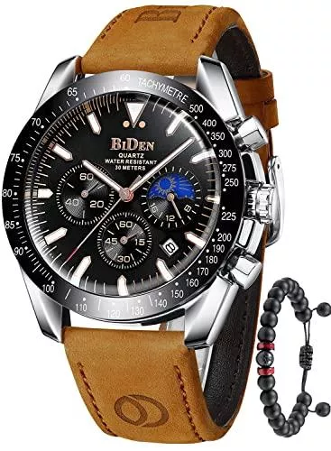 HANPOSH Uhren Herren Uhren Chronographen Analog Quarz Uhren Männer Armbanduhr Uhren Edelstahl wasserdichte Männer Handgelenk Uhren Handgelenk Uhr für Männer Fashion Business Casual Uhr