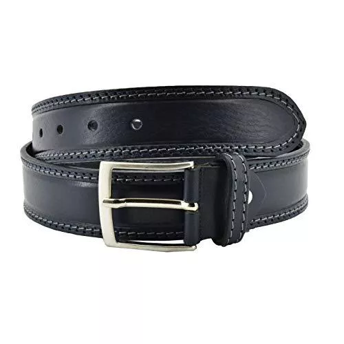 Conte Massimo Gürtel Conte Massimo Herren Gürtel aus Echtem Leder Schwarz, Kürzbar, Höhe 4cm, mit Nähten, Casual