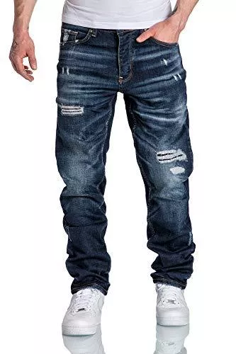 Amaci&Sons Jeans Amaci&Sons Herren Jeans Regular Straight Fit Denim Hose Destroyed 7984