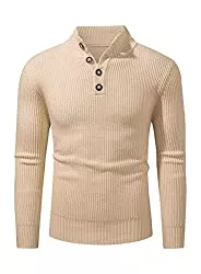 AlvaQ Pullover & Strickmode AlvaQ Herren Polo Pullover Langarm Thermopullover Einfarbiger Strickpullover