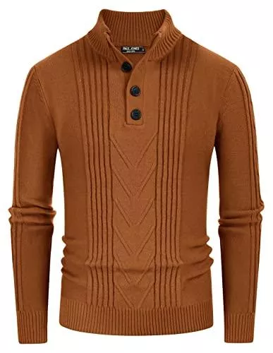 PJ PAUL JONES Pullover & Strickmode PJ PAUL JONES Herren 1/4 Knöpfen Strickpullover Slim Fit Kabel Gestrickt Pullover