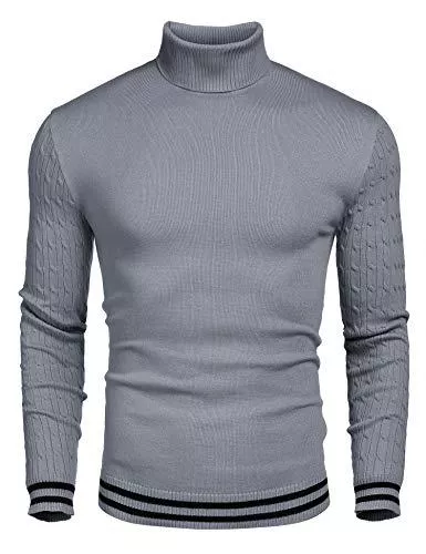 JINIDU Pullover & Strickmode JINIDU Herren Rollkragenpullover Langarm Strick Slim Fit Pullover Tops