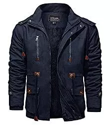 KEFITEVD Jacken KEFITEVD Winterjacke Herren Fleece Gefüttert Military Jacke mit Abnehmbarer Kapuze Winter Fliegerjacke Warme Herrenjacke