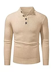 Meilicloth Pullover & Strickmode Meilicloth Herren Rollkragen Pullover Strickpullover Sweater Rollkragen Freizeit Slim fit Basic Männer Pullover 1/4 Knopf