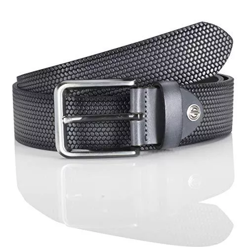 LINDENMANN Gürtel LINDENMANN The Art of Belt Gürtel Herren Vollledergürtel aus Vollrindleder, 40 mm breit und 3,5 mm - 4 mm stark, kürzbar, Gürtel, Ledergürtel, Jeans-Gürtel, mit Ornamentprägung, grau