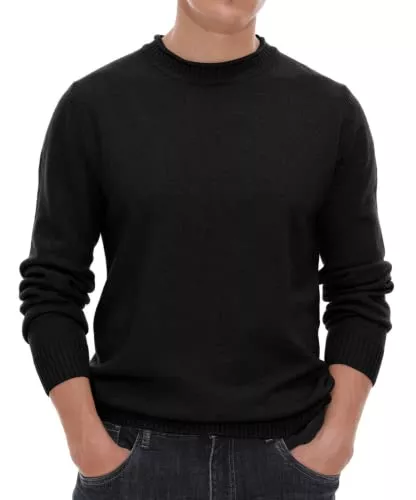 Hisir Pullover & Strickmode Hisir Pullover Herren Strickpullover Rundhals Pulli Männer, Bequem und Weich, Warmer Winter Pullover für Männer, Herren Basic Pullover mit Langen Ärmeln