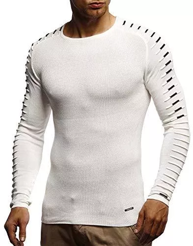 Leif Nelson Pullover & Strickmode Leif Nelson Herren Pullover Slim Fit Rundhals Strick-Pullover mit Rundkragen Moderner Longsleeve in Feinstrick LN1780