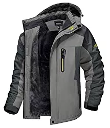 MAGCOMSEN Jacken MAGCOMSEN Herren Winter Fleecejacke Warme Gefüttert Skijacke Outdoor Winddicht Wasserdicht Jacke Verdickt Funktionsjacke mit Abnehmbarer Kapuze für Wandern Camping