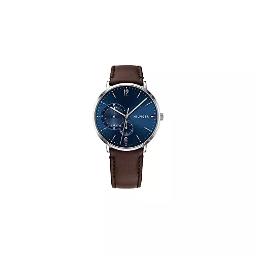 Tommy Hilfiger Uhren Tommy Hilfiger Multi Zifferblatt Quarz Uhr für Herren mit Dunkel-Braunes Lederarmband - 1791508