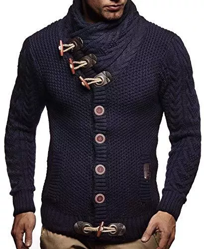 Leif Nelson Strickjacken Leif Nelson Herren-Winter-Strickjacke mit Schalkragen - Slim Fit Cardigan Herren Jacke mit Knöpfen