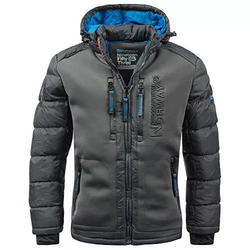 Geographical Norway Jacken Geographical Norway Herren Steppjacke Winterjacke mit Kapuze – Gefütterter Warmer Anorak Outdoor SKI Snowboard Kapuzenjacke für den Winter/Herbst