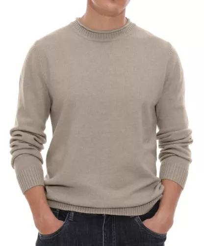 Hisir Pullover & Strickmode Hisir Pullover Herren Strickpullover Rundhals Pulli Männer, Bequem und Weich, Warmer Winter Pullover für Männer, Herren Basic Pullover mit Langen Ärmeln