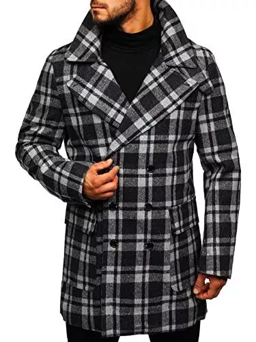 BOLF Mäntel BOLF Herren Wintermantel Kurzmantel Winterjacke Mäntel Stehkragen/Reverskragen Wollmischung Warm Gefüttert Elegant Business und Freizeit Style [4D4]