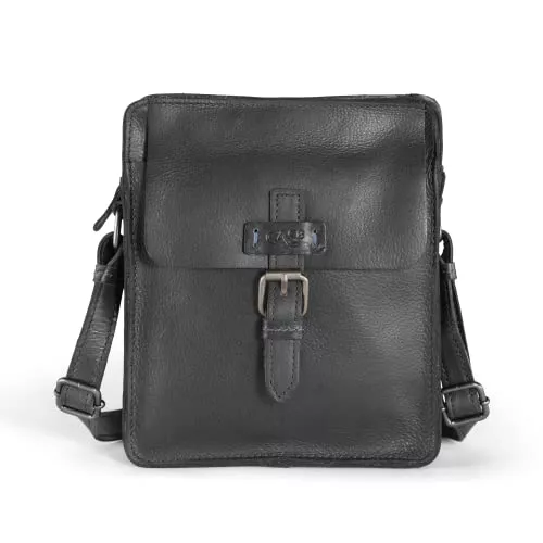 Cas8 Taschen & Rucksäcke Cas8 men EDINBURGH kleine Umhängetasche für Männer JAMIE, Herrentasche aus Echtleder (100% vegetabil gegerbtes Rindleder), black