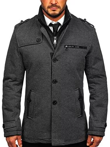 BOLF Mäntel BOLF Herren Wintermantel Kurzmantel Winterjacke Mäntel Stehkragen/Reverskragen Wollmischung Warm Gefüttert Elegant Business und Freizeit Style [4D4]