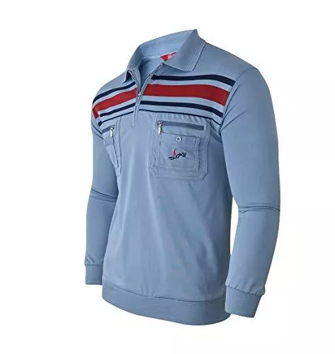 Soltice Langarmshirts Soltice Herren Langarm Poloshirt mit Kariert, Gestreiftem Kragen, Polohemd, Blousonshirt aus Baumwoll-Mix (M bis 3XL)