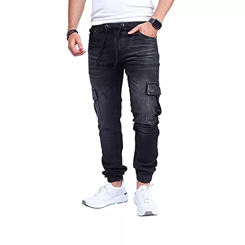 Styleko Jeans Styleko Herren Cargo Jeans Hose Herren Jeans Hose für Männer Jungen Regular Slim fit Denim Destroyed Jogger Freizeithose Casual Jeans Pants Jeans Herren Stretch| 7 Tasc 8004