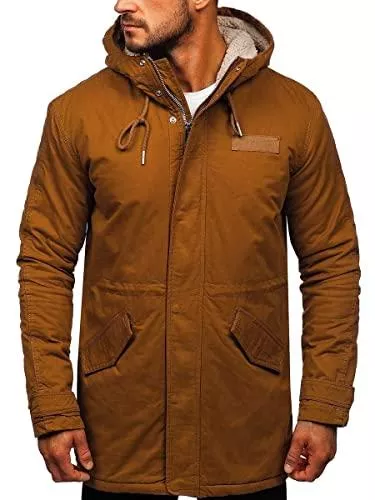 BOLF Jacken BOLF Herren Winterjacke Parka Warm Gefüttert mit Kapuze Fellbesatz Lang Wintermantel Winter Herbst Outdoor Freizeit Kapuzenjacke Casual Style 4D4
