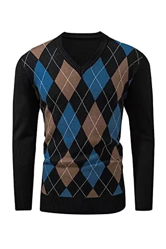 Meilicloth Pullover & Strickmode Meilicloth Pullover Herren V Ausschnitt Argyle Casual