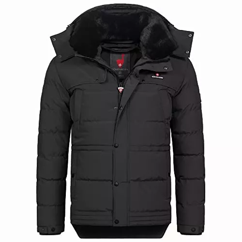 Höhenhorn Jacken Höhenhorn Adamelo Herren Winter Jacke Quilted Steppjacke Gefüttert Winterjacke mit Abnehmbarem Kunstfellkragen