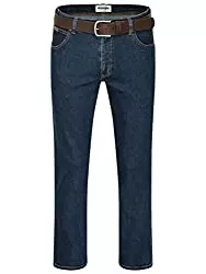 Wrangler Jeans Wrangler Stretch Herrenjeans mit Gürtel in schwarz oder braun (W44/L30, Darkstone + brauner Gürtel)