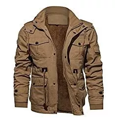 TACVASEN Jacken TACVASEN Herren Winter Fleece Übergangsjacke Gefütterte Militär Warme Outdoorjacke mit Abnehmbarer Kapuze