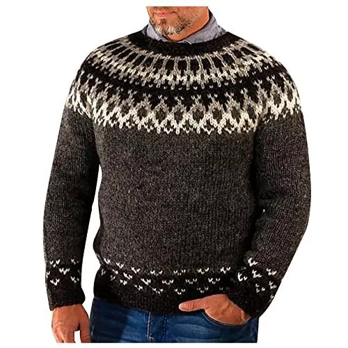 Generic Pullover & Strickmode Winterjacke Herren, Männer lockere warme Revers Strickjacke Herbst und Winter Jacke Pullover Männer bequemer Druck Wintermäntel Trendy Jacken für Männer Herren Winterjacke