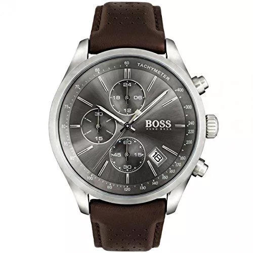 BOSS Uhren BOSS Chronograph Quarz Uhr für Herren mit Braunes Lederarmband - 1513476
