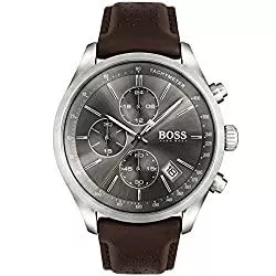 BOSS Uhren BOSS Chronograph Quarz Uhr für Herren mit Braunes Lederarmband - 1513476