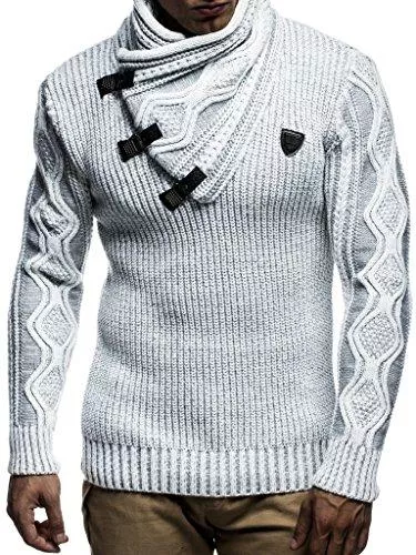 Leif Nelson Pullover & Strickmode Leif Nelson Herren Strick-Pullover Schalkragen Slim Fit Winter Sommer Moderner Männer schwarzer Pulli T-Shirt Langarm mit Kragen Herren Hoodie-Wollpullover 5195
