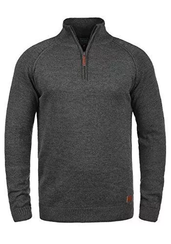 Blend Pullover & Strickmode Blend BHDanovan Herren Strickpullover Troyer Feinstrick Pullover mit Stehkragen und Reißverschluss