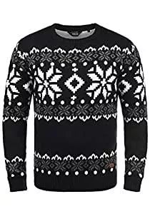 !Solid Pullover & Strickmode !Solid SDNorwig Herren Weihnachtspullover Norweger-Pullover Winter Strickpullover Grobstrick Pullover mit Rundhalsausschnitt