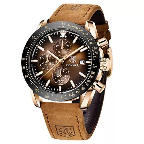 BY BENYAR Uhren Benyar Uhren Herren,Chronograph Herren Uhr, Analog Armbanduhr Herren, Sport Quarz Bewegung Uhren, wasserdicht Datum Uhr, modische Geschenk für Männer