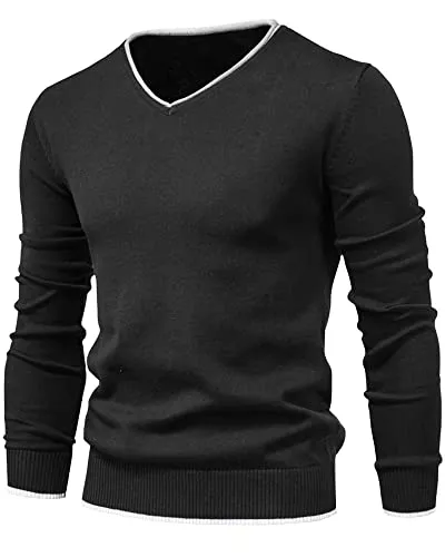 LVCBL Pullover & Strickmode LVCBL Pullover Herren Aus Herren Pullover V Ausschnitt, Vielseitig Einsetzbar Für Freizeit & Business Langarm Herrenpullover Slim Fit