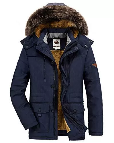 HAINES Jacken Herren Warme Winterjacke Parka Jacke mit Fell Wintermantel mit Kapuze Übergangsjacke Gefütterte Winterparka